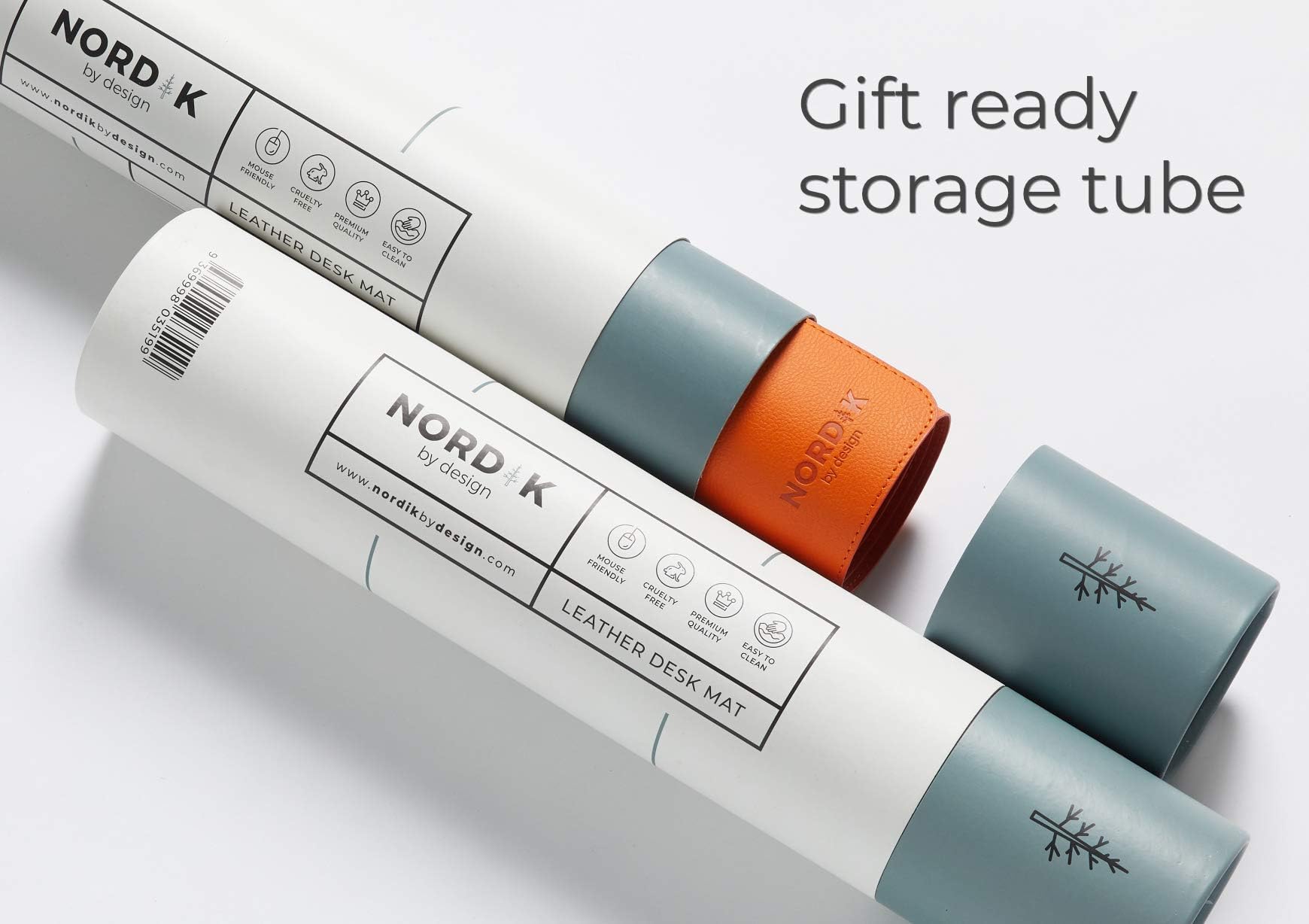 Nordik Faux Leather Desk Mat Cable Organizer (Orange 90 X 43 cm) Premium Extended Mouse Mat for Home Office Accessories - Felt Vegan Large Leather Desk Pad Protector & Desk Blotter Pad Decoration