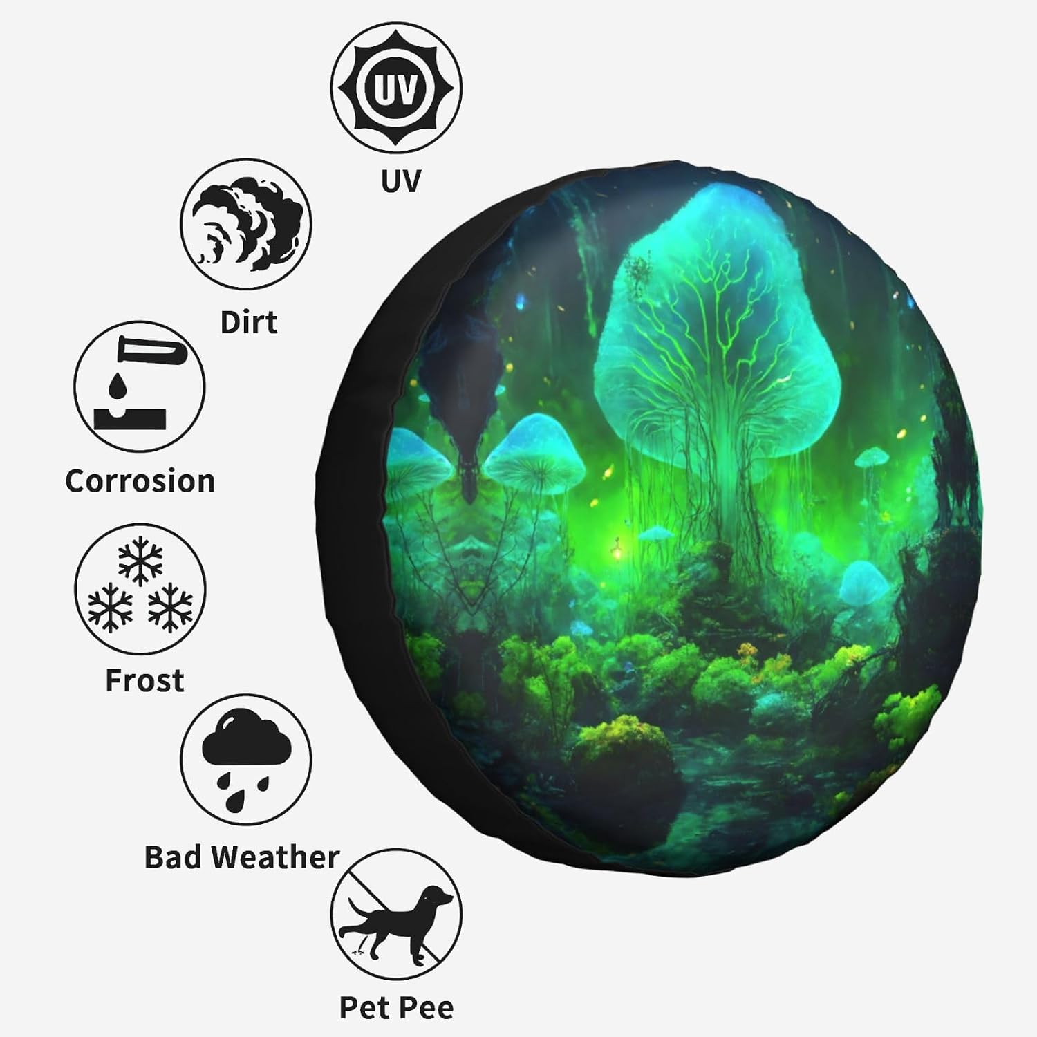 Magic Mushroom Print Tire Cover Universal Spare Wheel for Trailer Rv SUV Truck Camper Travel Accessories