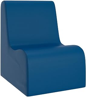 Children's Factory Medium Contour Chair, Mix-and-Match Kids Chairs, Sofas, Corner Ottomans and Cubes, Foam-Filled and Water-Resistant, Flexible Seating for Classroom Elementary, Blue Chair