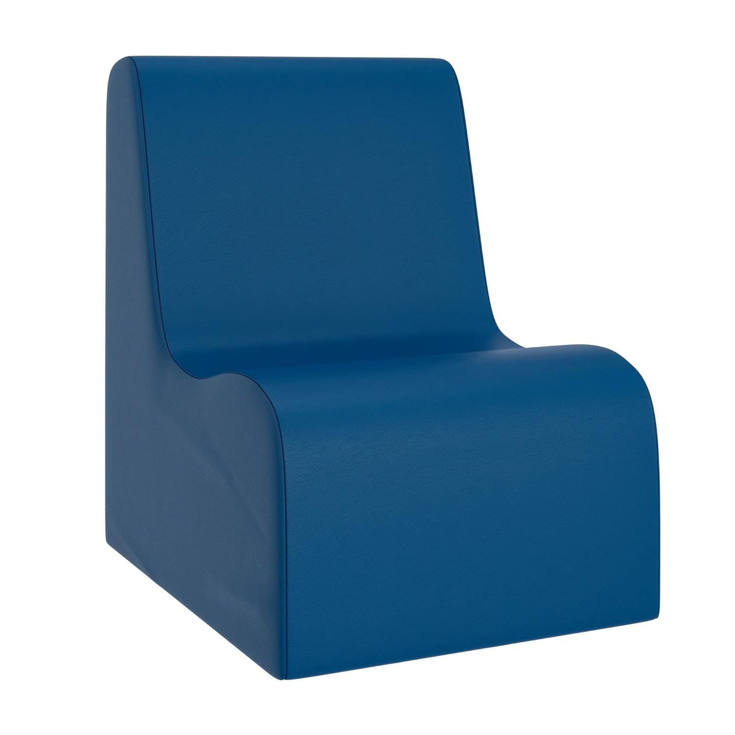 Children's Factory Medium Contour Chair, Mix-and-Match Kids Chairs, Sofas, Corner Ottomans and Cubes, Foam-Filled and Water-Resistant, Flexible Seating for Classroom Elementary, Blue Chair