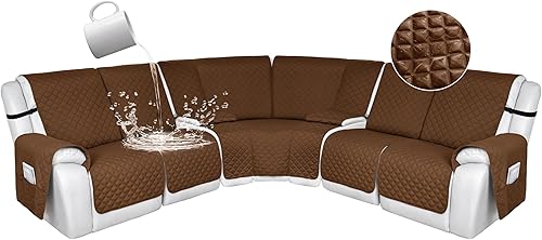 Miniatura 55 de HDCAXKJ 100% Fundas impermeables para sofá seccional reclinable en forma de L, funda de sofá reclinable acolchada lavable, fundas de esquina para