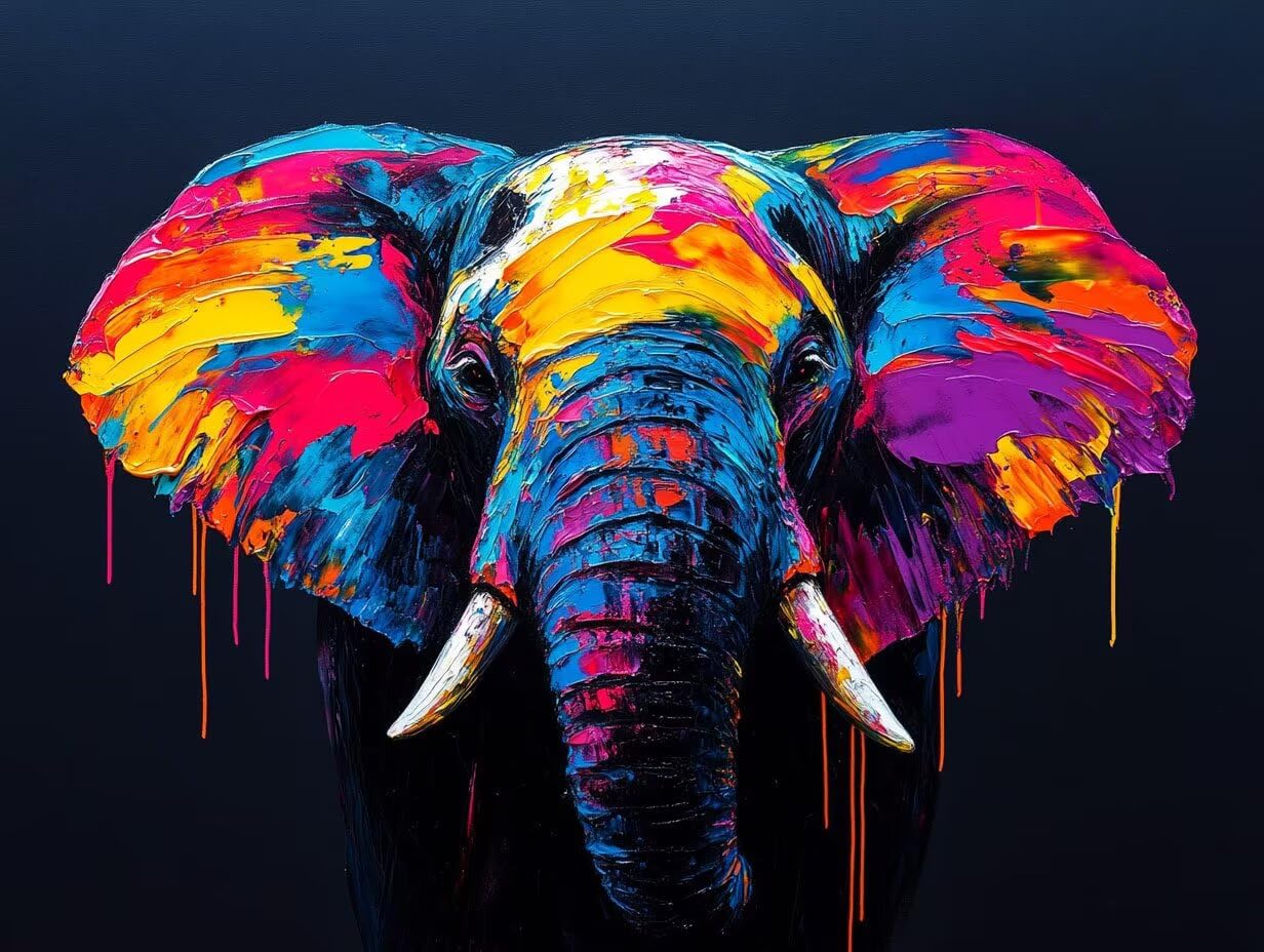 Pintar por Numeros Adultos elefante animal, DIY Painting by Numbers Kits, Pintura por Números Cuadros DIY, con Pinceles, Pinturas Acrílicas, Kit Completo para Painting, Decoración 60 x 80 cm 0F-99
