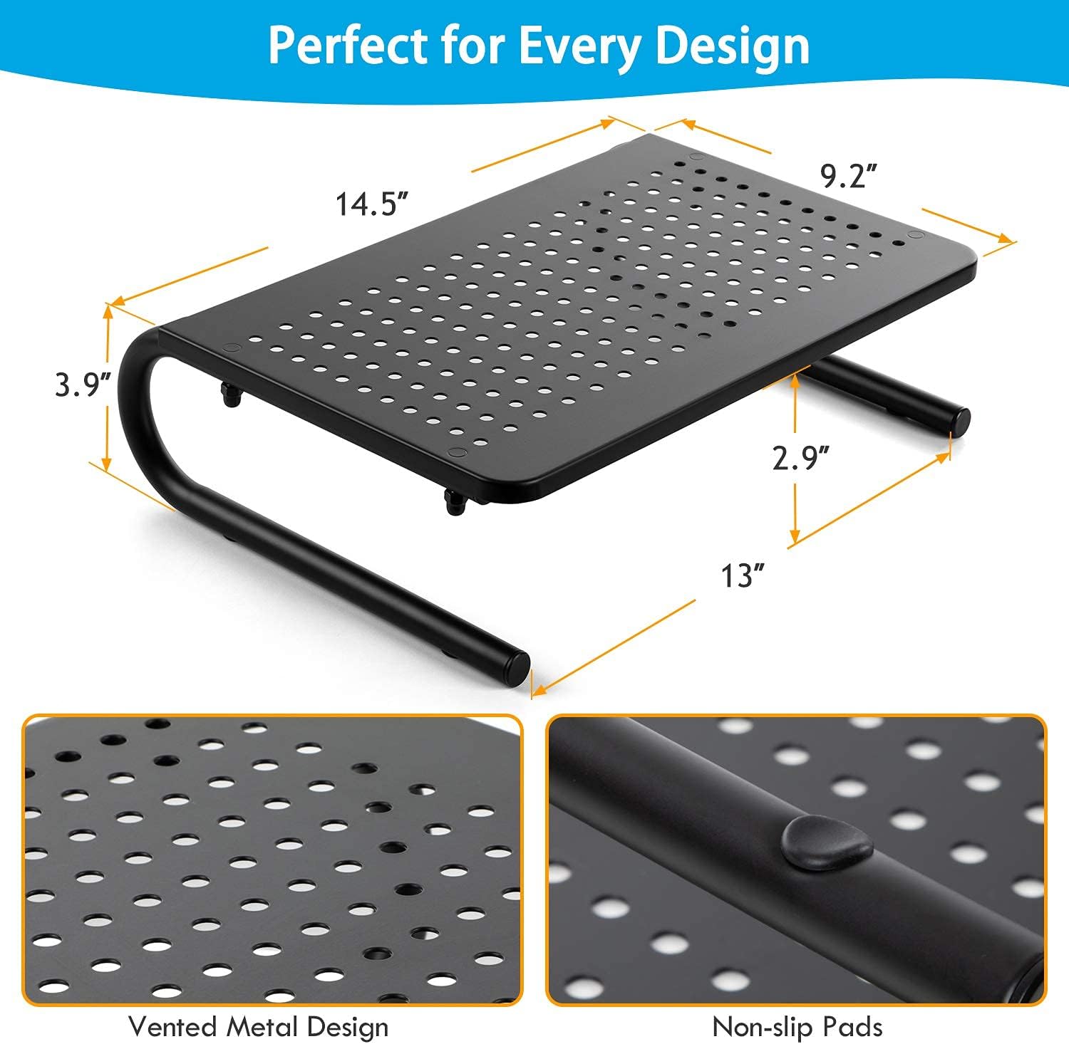 LORYERGO Monitor Stand - Monitor Stand Riser, Laptop Stand Riser for 15.6" Laptops, Computer Monitor Stand for 14.5 inch Screen, PC Stand, Printer Stand, for Home & Office