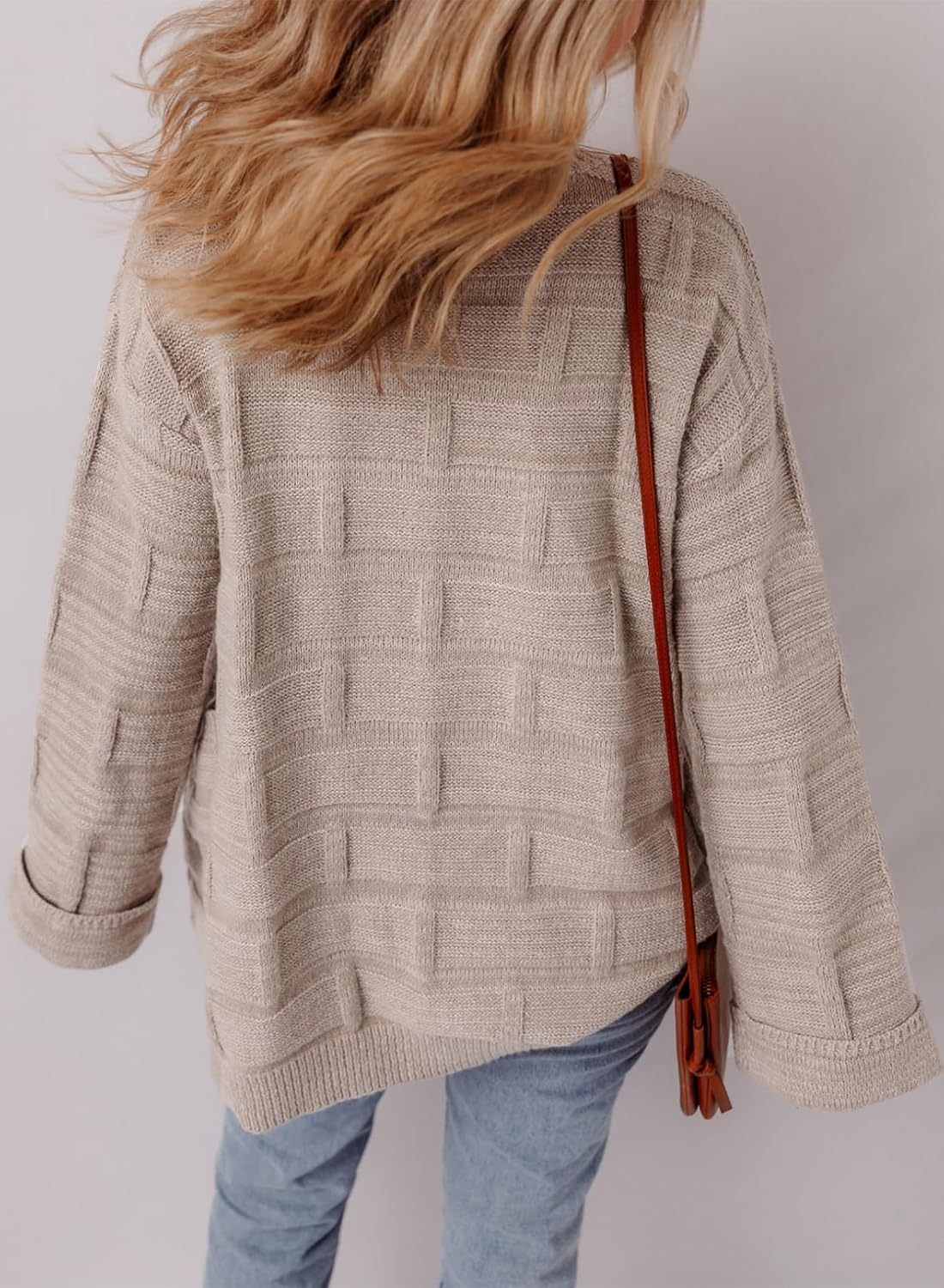 SHEWIN Women's Open Front Lightweight Cardigan Casual Long Sleeve Knit Loose Sweaters Outwear - Image 3