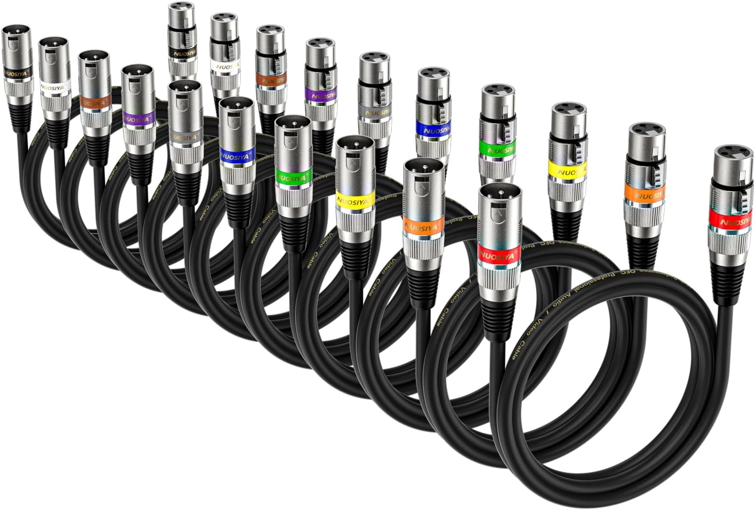 – 1M XLR Cables 10 Packs,XLR Male to Female 3 Pins Balanced Microphone Cable for Studio Recorder, Mic, Mixer, Speaker System, Phantom Power