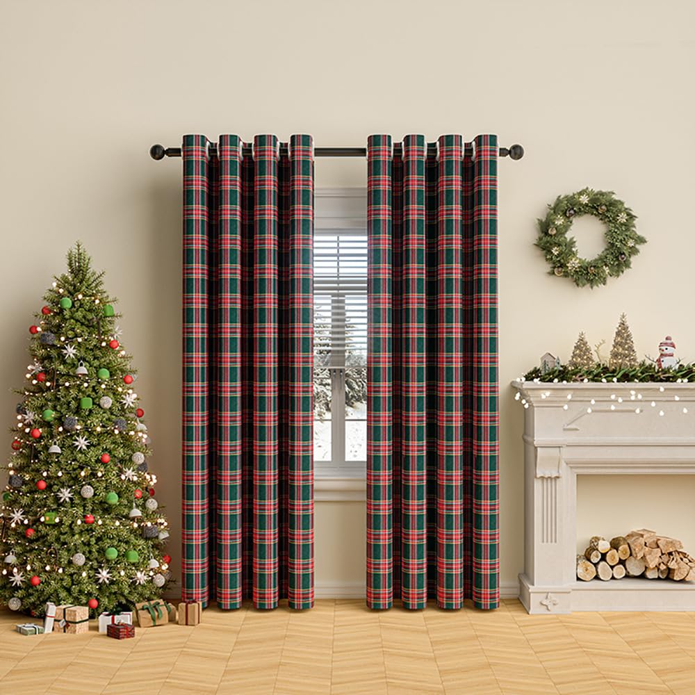 Rideaux de Noël pour chambre et salon grand format avec œillets 132x241cm