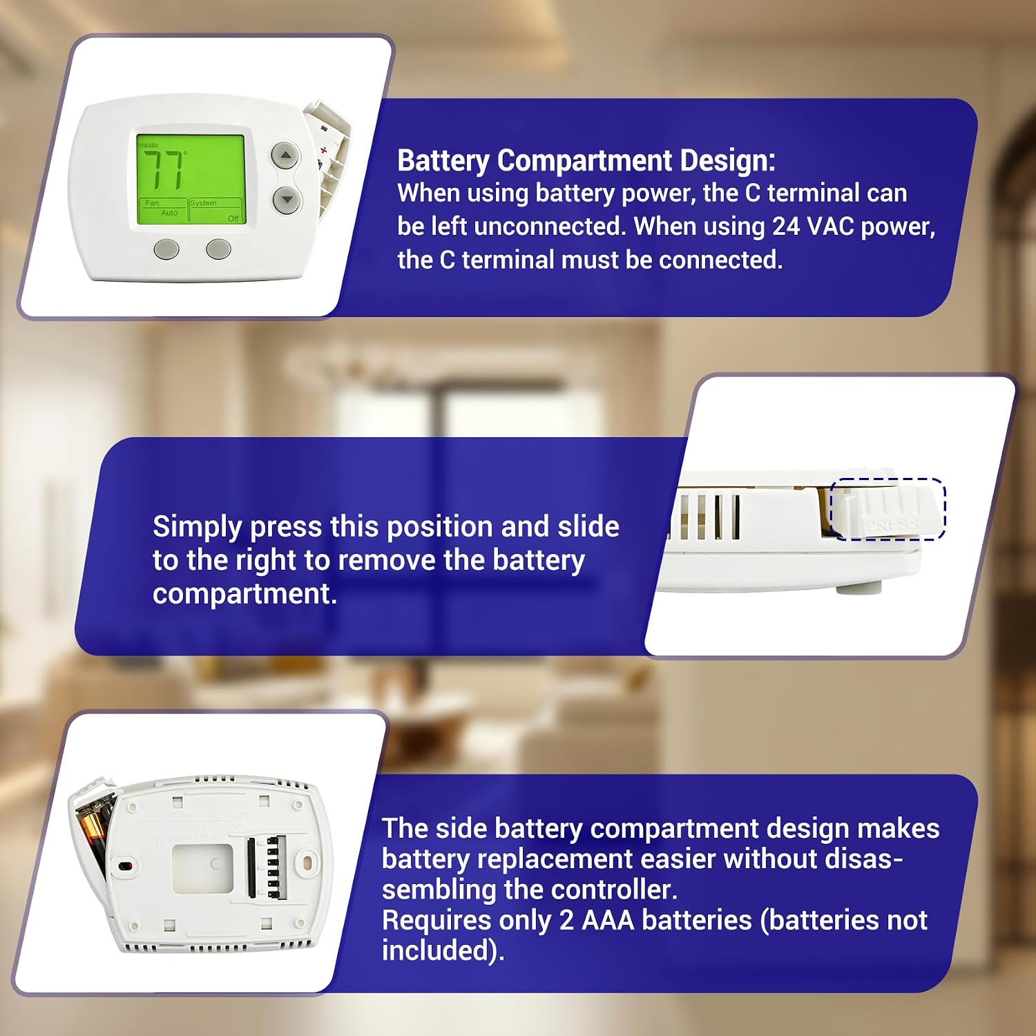 TH5110D1022 FocusPRO 5000 Thermostat Compatible with Honeywell TH5110D | TH5110 Non-Programmable Thermostat for Home Office Hotel, 1Heat 1Cool Single-Stage & Heat Pump, Backlit Display, Dual Powered