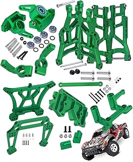 RCMYou Upgrades Part for 1/10 Traxxas Slash 2WD,Alloy Front Rear Suspension Arm,Caster Block,Steering Blocks,Rear Stub Axle Carriers,Steering Block,Shock Tower,Front Bulkhead Upgrades Set,Green