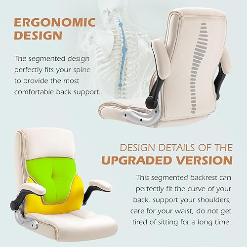 Miniatura 4 de YAMASORO Sillas de oficina de tela de terciopelo, silla ejecutiva con respaldo alto con brazos abatibles, sillas de escritorio para oficina en casa