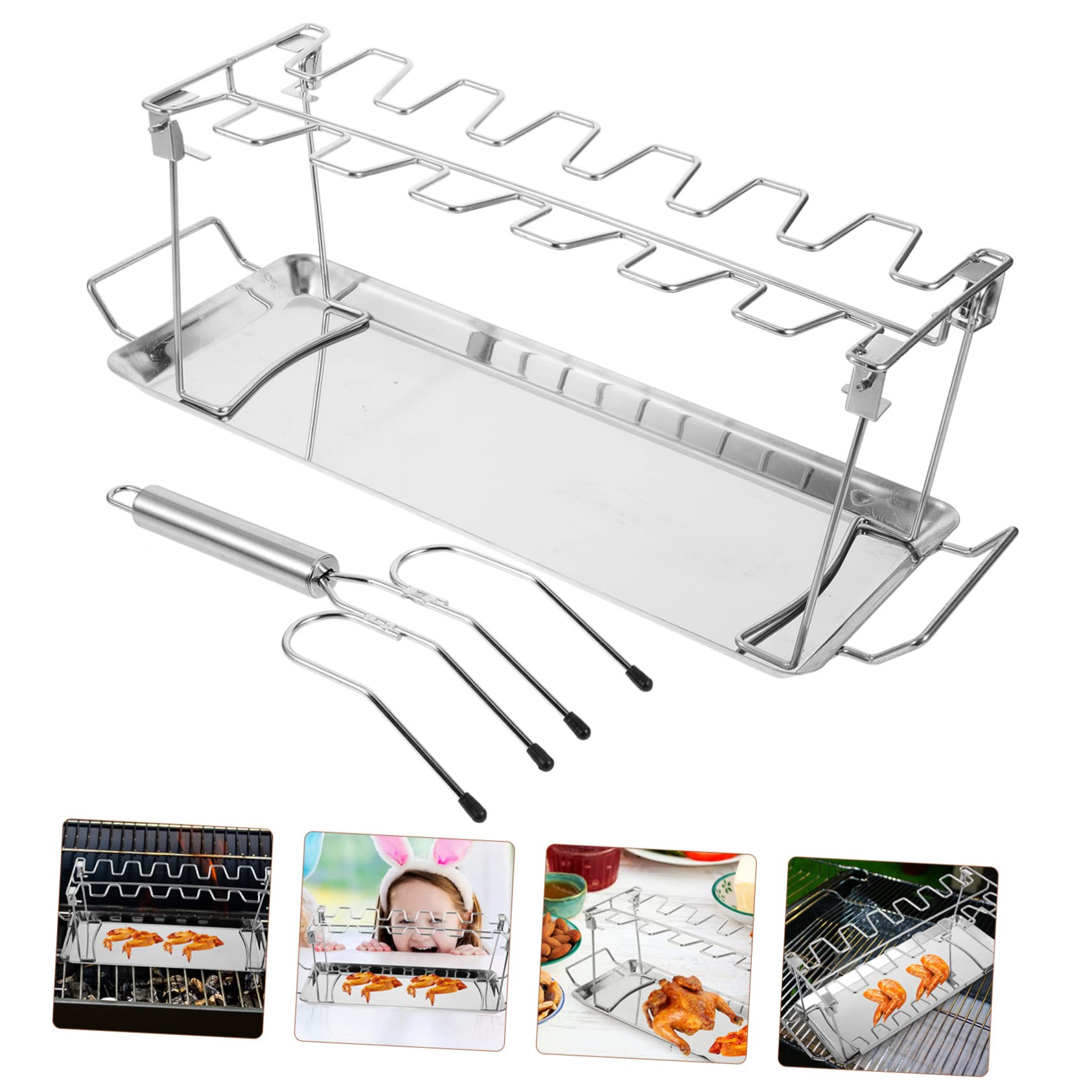 Set di Forchette da Arrosto in Acciaio Inox, 2 Pezzi Pieghevole