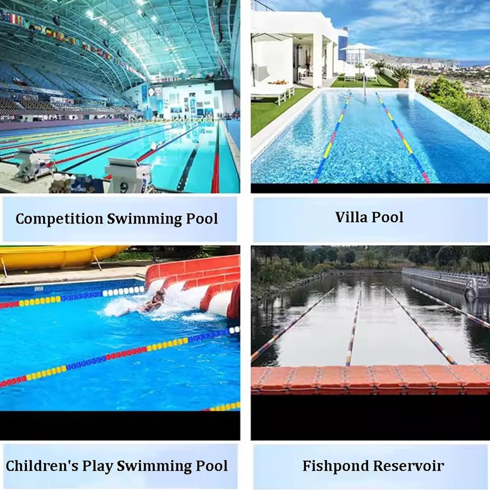 Línea de flotador de piscina, cuerda de alambre de acero con flotadores de flotabilidad, divisor de piscina para uso en interiores y exteriores