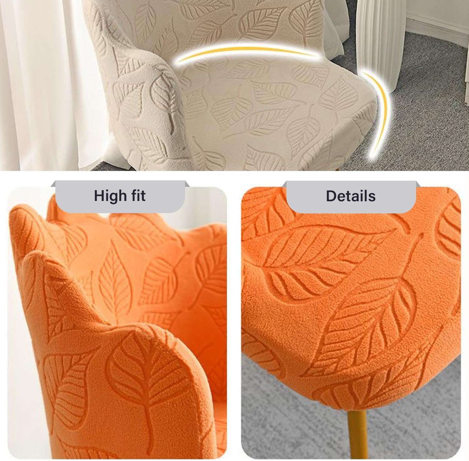 Funda para silla de comedor en forma de pétalo, elegante funda elástica para silla, moderna, sólida, con respaldo curvado, protector de muebles para cocina, sala de estar, comedor y dormitorio