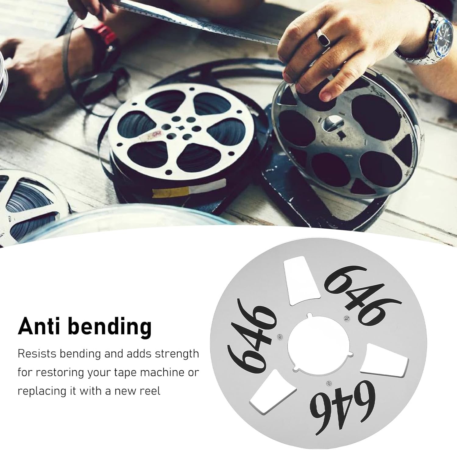 10 Inch Pickup Reel, 3 Hole Open Reel, Aluminum Alloy Sound Pickup Reel, Resists Flexing Grip Flange, Reel