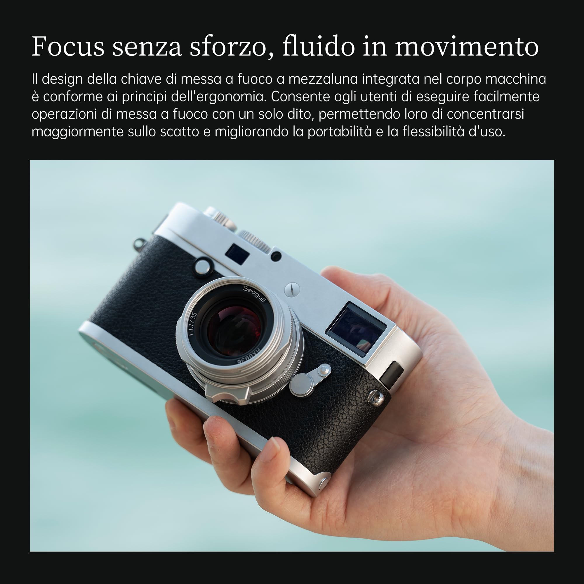 7artisans Seagull M35mm F1.7 Obiettivo Full Frame, obiettivo prime a fuoco manuale per fotocamere Leica con attacco M, ampia apertura F1.7, compatibile con Leica M240 M3 M6 M7 M8 M9 M9P M10