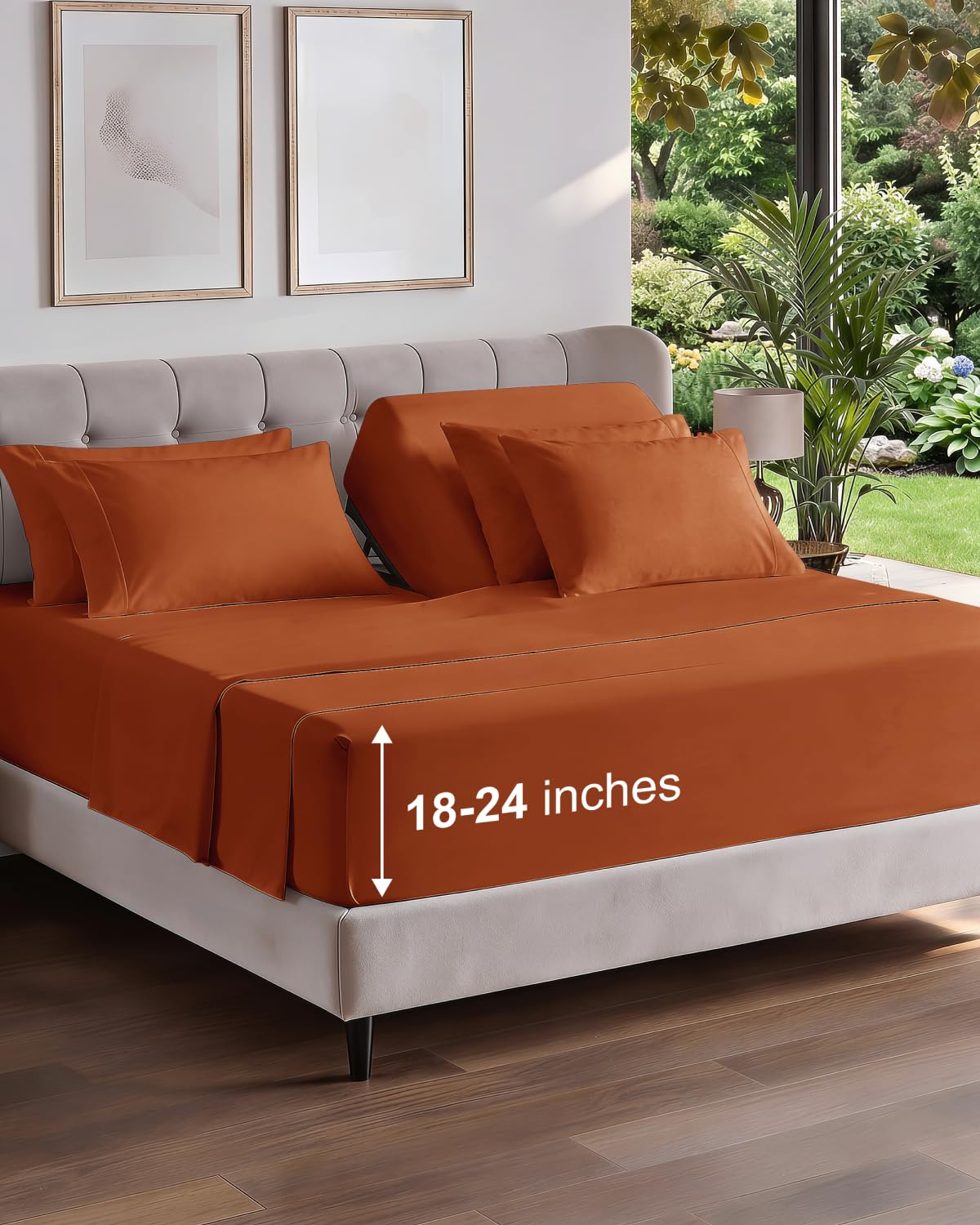 Extra Deep Flex Top Split Head King Sheet Set - 6pc Sheets - Terracotta | Hotel Luxury Bed Sheets Set, Breathable & Cooling, Ultra-Soft, Wrinkle & Fade Free, Comfy Sheets Set with Extra Deep Pockets