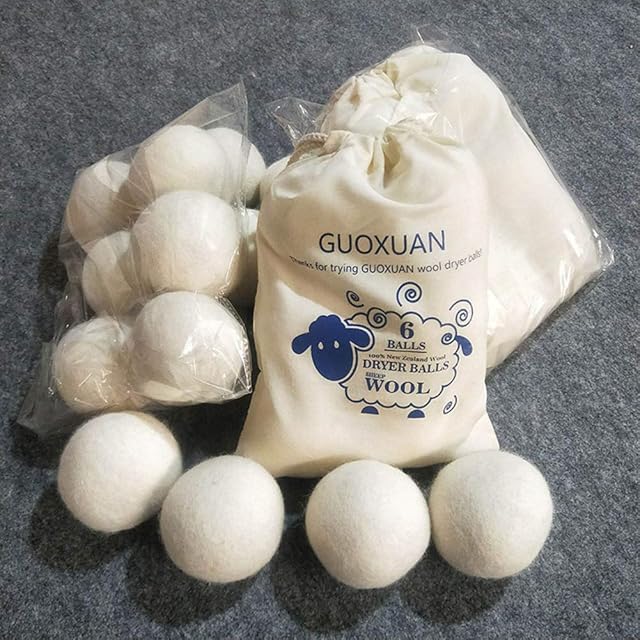6 Pcs Wool Dryer Balls Natural Hypoallergenic Reusable Natural Fabric Softener Tumble Dryer Balls 5 cm Reduce Clothes Wrinkles