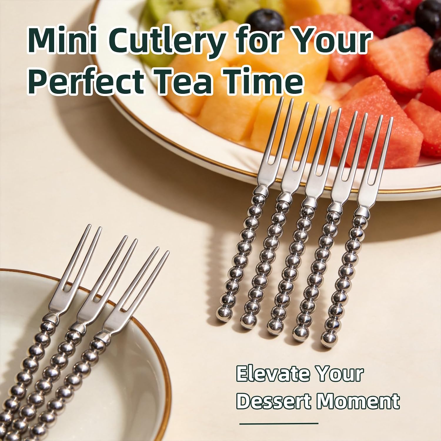 Mini Dessert Forks 120 Count Silver Plated Forks, Mini Fruit Forks 4.2 Inch