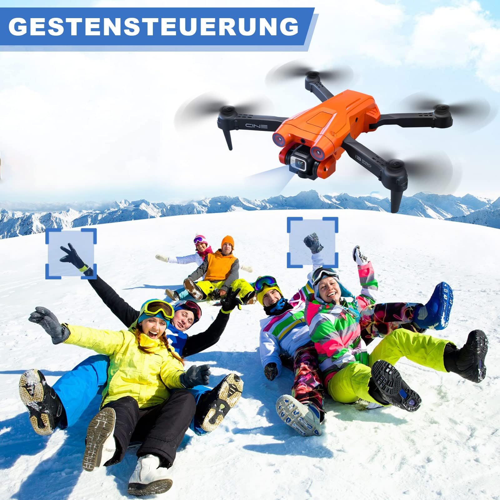 MINGPINHUIUS RC Drone con doppia fotocamera 4K HD, 1080P RC quadricottero con 2 batterie, evitare ostacoli modalità headless, controllo gesti principianti (arancione)