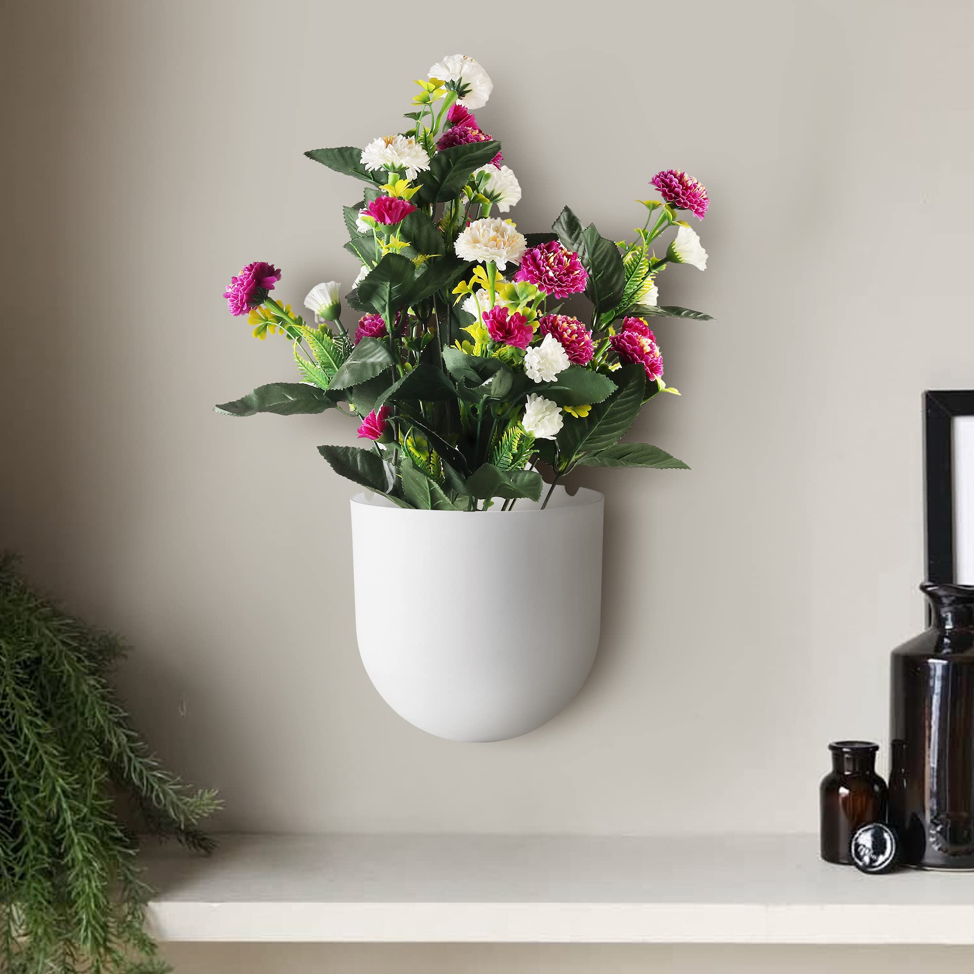 BLUME Bubble Set Of 1 Hanging Planter Medium Hanging Flower Pot|Hook Hanging Plastic Plant Pot Container Set For Indoor,Outdoor,Home, Gardening, White