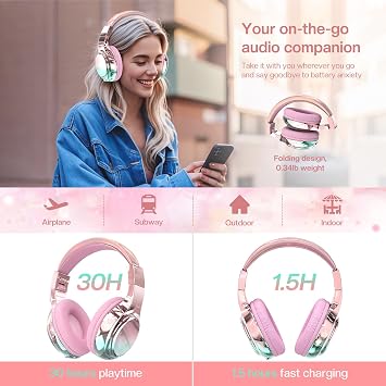 JYPS Kids Headphones Wireless, Metallic Childrens Bluetooth Headphones