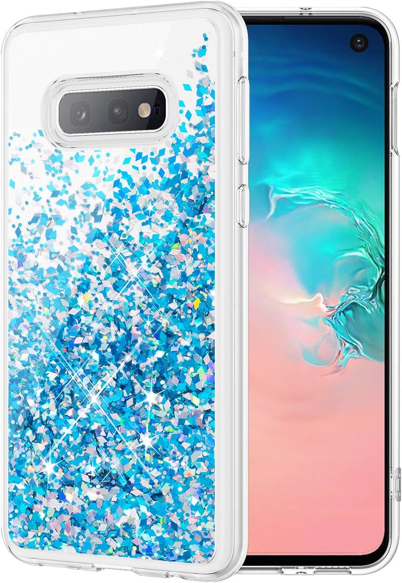 Caka Case for Galaxy S10e Glitter Case Liquid Series Luxury Fashion Bling Flowing Liquid Floating Sparkle Glitter Soft TPU Case for Samsung Galaxy S10e (Blue)