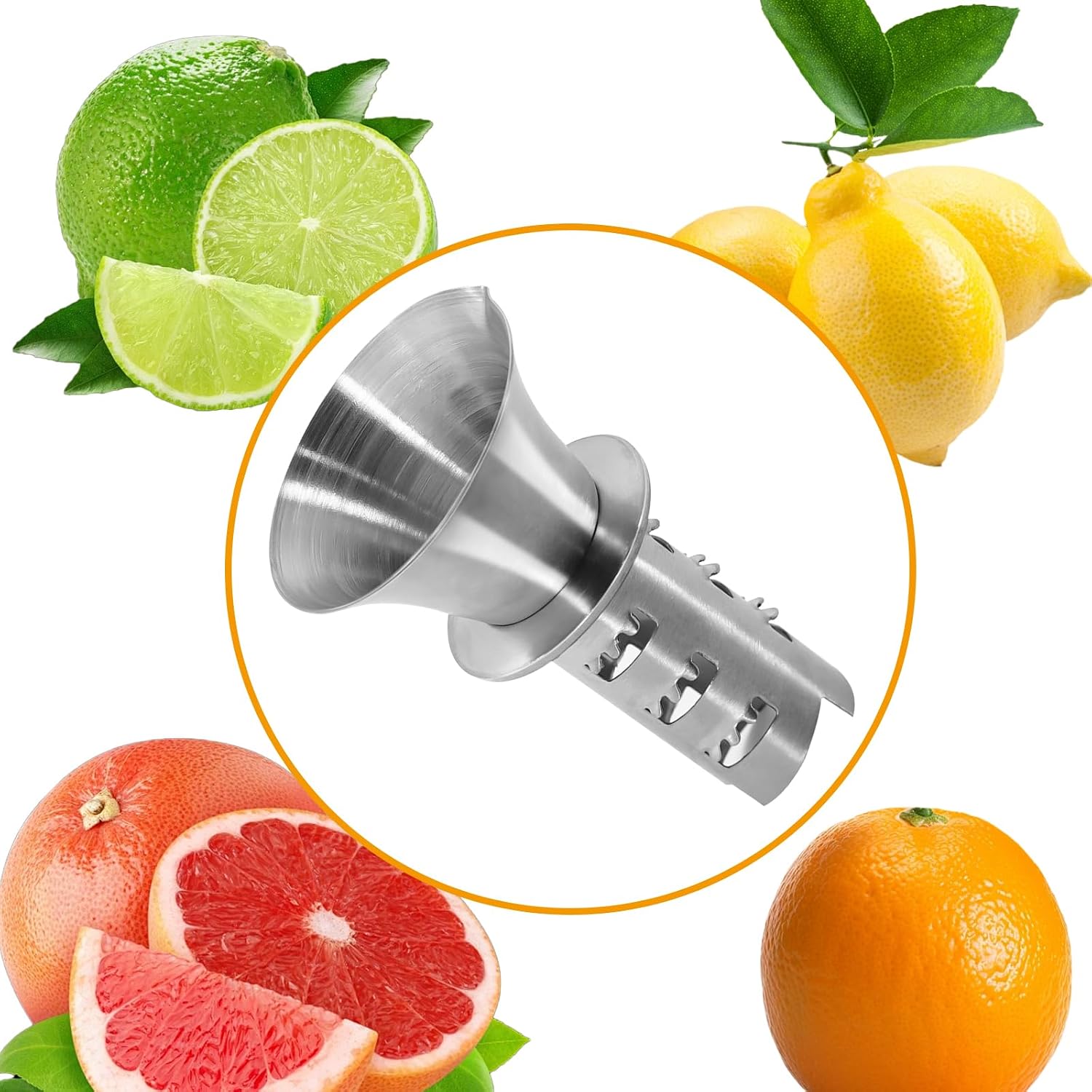 1Pc 18/8 Stainless Steel Manual Lemon Juicer Squeezer, Easy Squeeze Small Hand Juicer and Reamer, Hand Citrus Juicer and Lemon Pourer, Screw Limes squeezer, Dishwasher Safe (1)