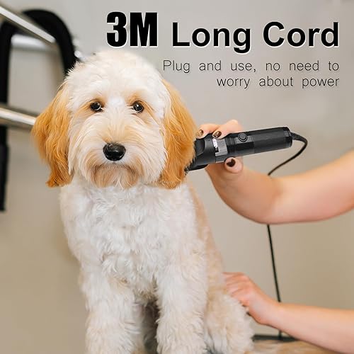 Miniatura 6 de Hansprou Cortapelos de aseo para perros de alta potencia para abrigos gruesos y pesados, de bajo ruido, recortadora de mascotas profesional con