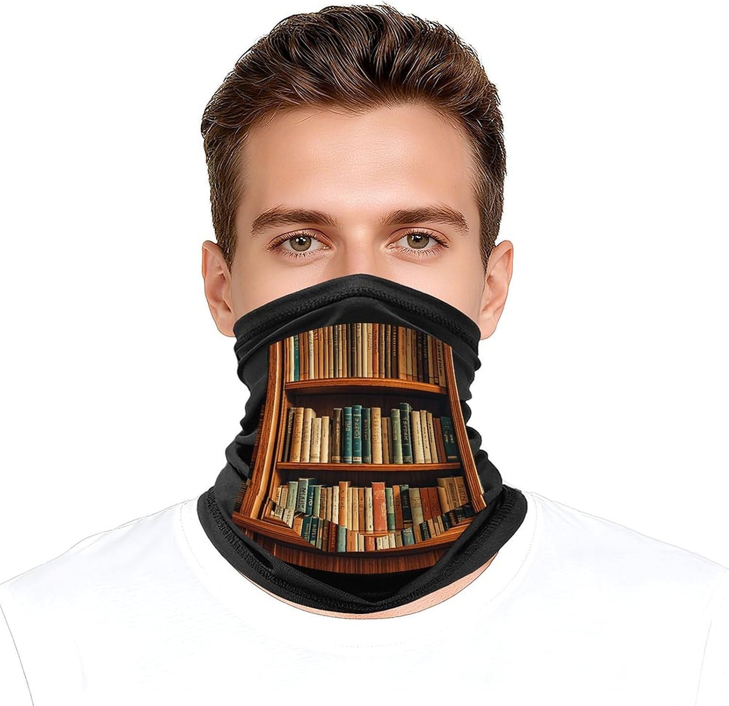 Library Bookshelf Book Neck Gaiter Face Mask UV Protection for Men Women, Breathable Quick Dry Face Cover Bandana Outdoor Sports Balaclava Wind-Proof for Hiking Skiing Motorcycle Cycling