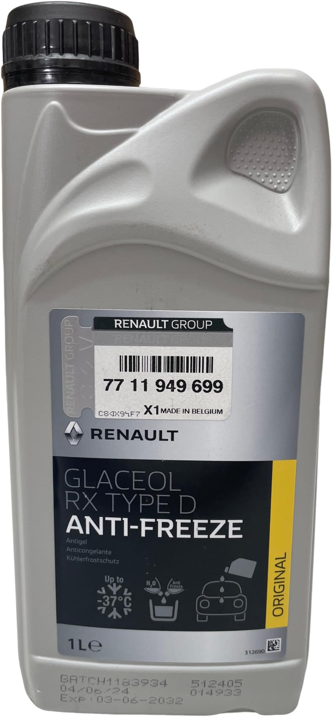 Renault frost protection radiator antifreeze, 1 litre glaceol RX type D green