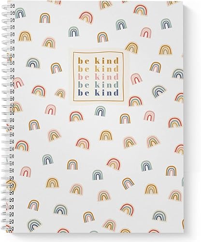 Gotcha Covered Notebooks Be Kind Modern - Cuaderno de espiral arcoíris / diario de 8.5 x 11 pulgadas / 120 páginas con rayas anchas/tapa blanda