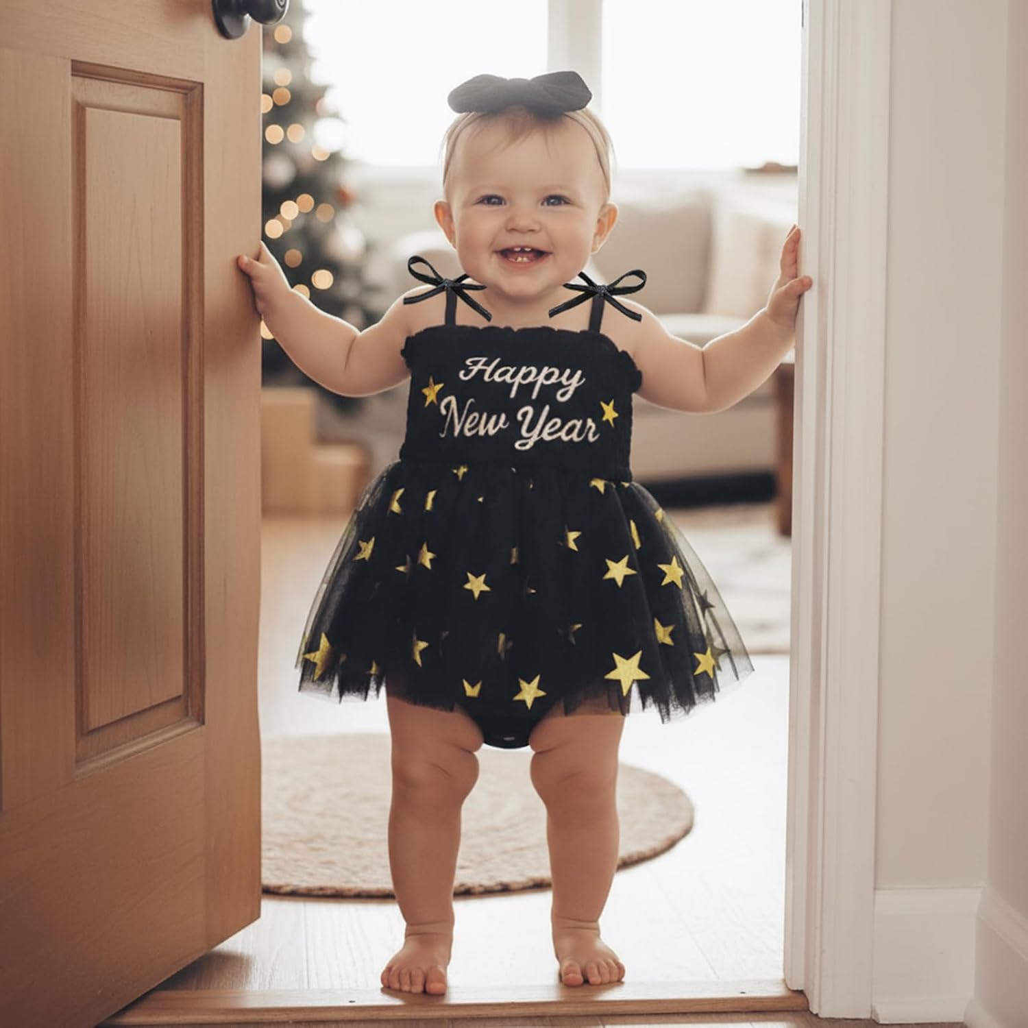 BeQeuewll Baby Girl Halloween Outfit Newborn Smocked Romper Dress Spaghetti Straps Tutu Bodysuit Baby Pumpkin Outfits 0-18M
