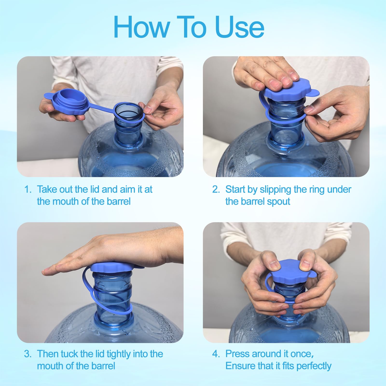 Xaxuqtu 5 PCS 3 5 Gallon Water Jug Cap Upgrade Reusable Replacement Caps Non Spill Lids for 55mm — view 4