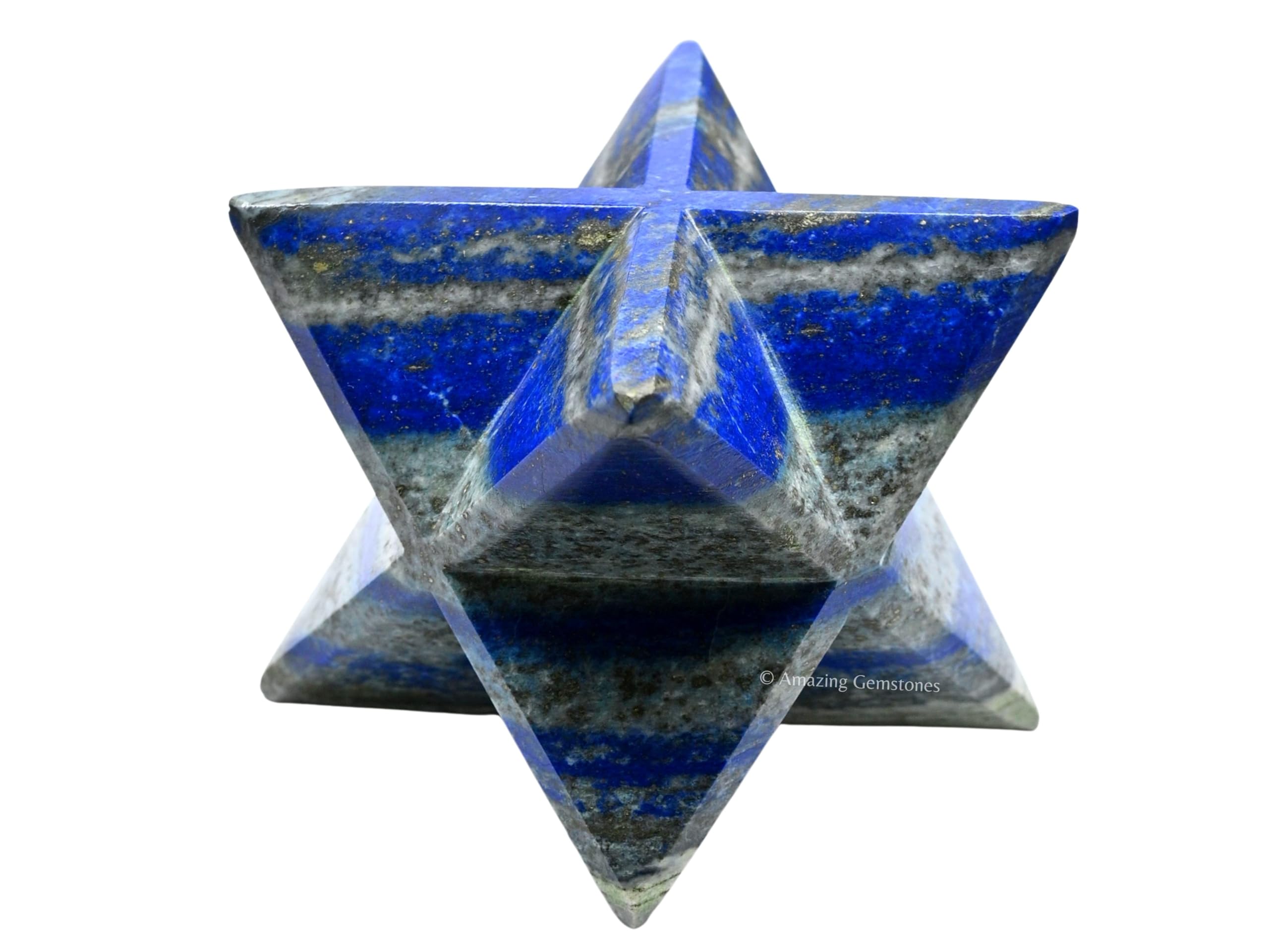 Amazing Gemstone Lapis Lazuli Merkaba Crystal - 1 Inches Metaphysical Merkaba Star for Meditation - Energetic Tetrahedron Crystal and Healing Stones for Spiritual Growth and Healing (25mm)