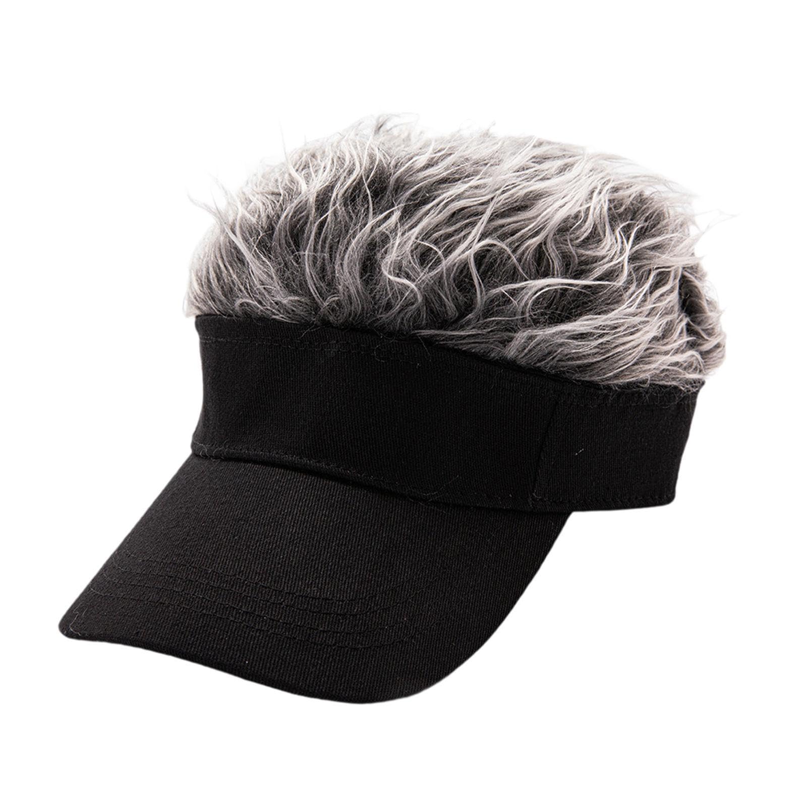 URJIX™ Wig Baseball Cap Spiked Sun Hats Casual Fashion Sun Visor Hat with Fake Hair Black Cap Gray Hair-image-41