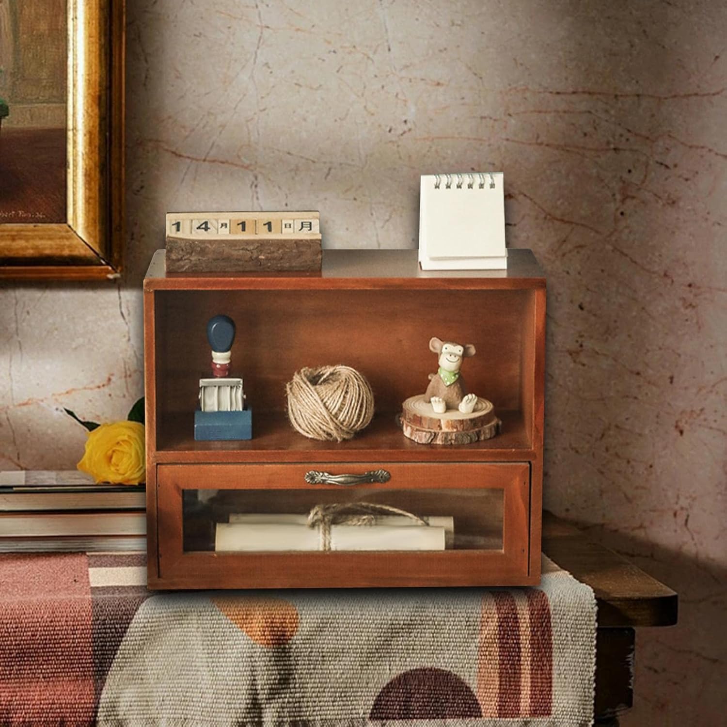 Desktop Storage Cabinet Shelf Multipurpose with Door Organizer Storage Stand