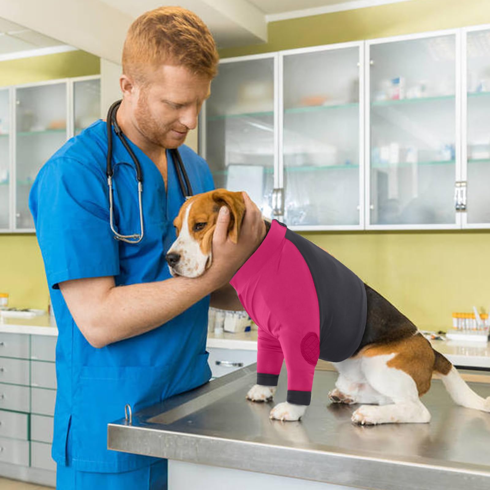 LeLePet Traje de recuperación para perros para patas delanteras, manga de perro para dejar de lamer, protector de codo para lesiones en las piernas, heridas de hombro después de la cirugía, macho y