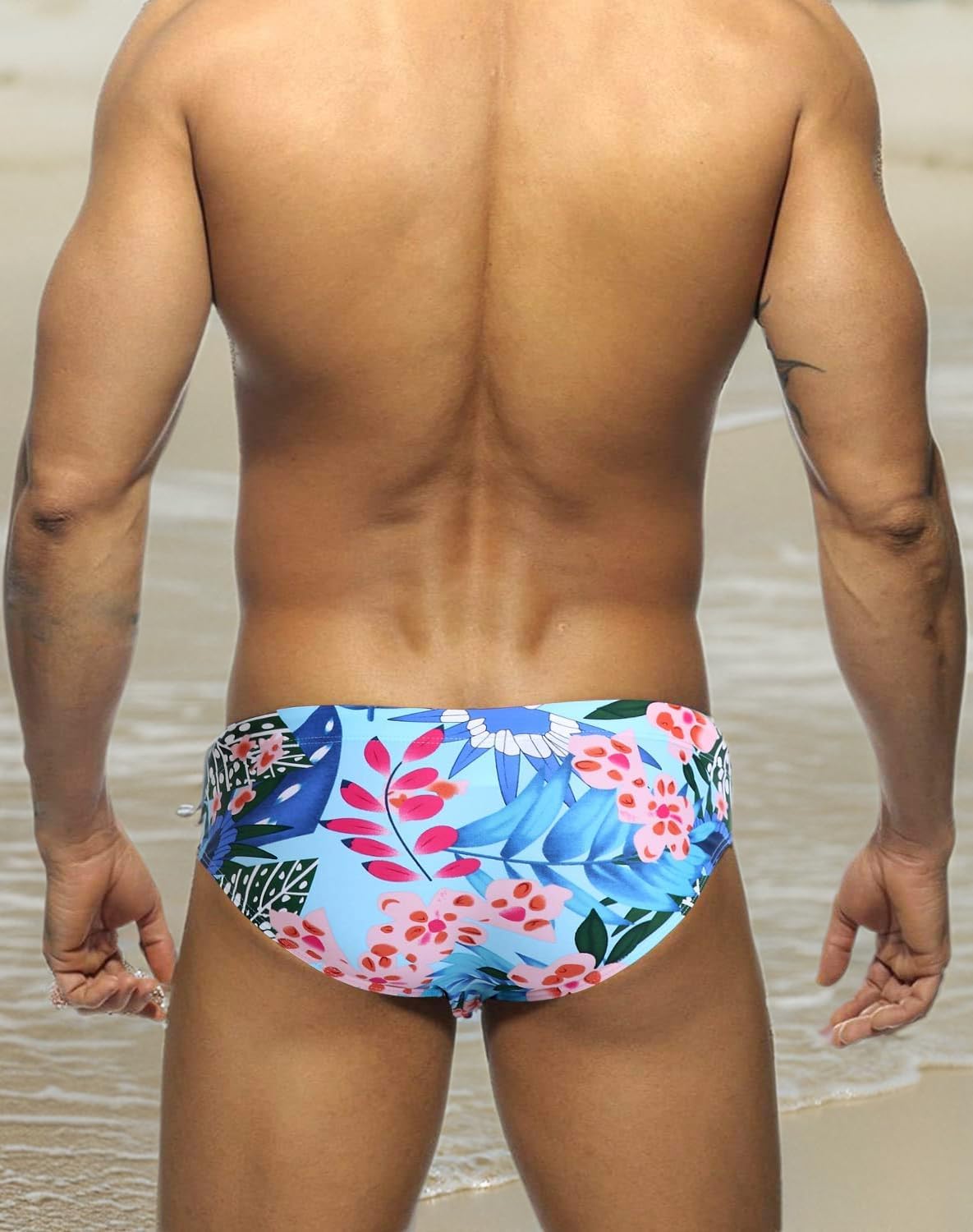MIZOK Men's Ployester Swimsuit Bikini Briefs with Adjustable Drawstring - Image 6