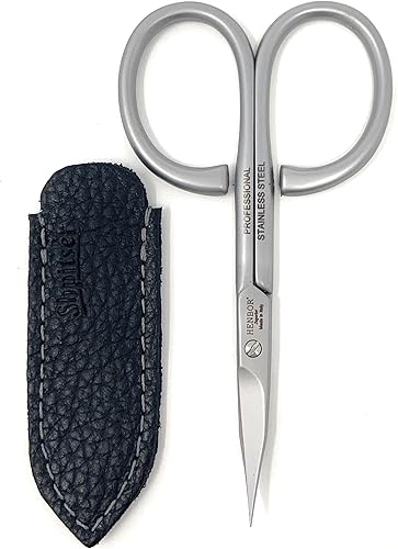 Miniatura 3 de SHPITSER - Tijeras profesionales para uñas y cutículas, herramientas de manicura de acero inoxidable de lujo en estuche de cuero genuino fabricado