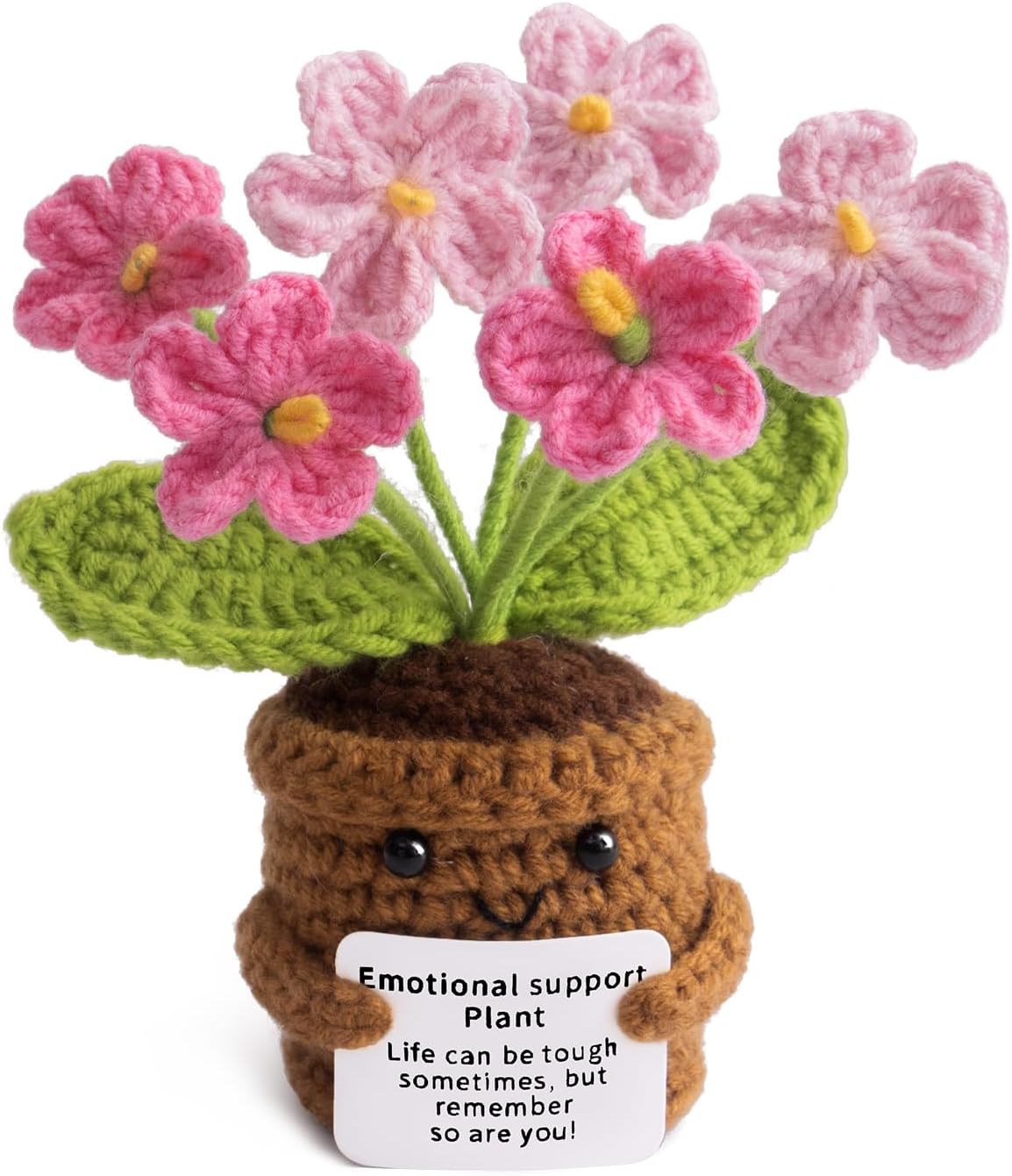 Handmade Positive Flower Crochet - Life is Tough But So are You - Inspirational Gift for Women - Thank You, Appreciation, Positive Gift for Teacher, Mom, Friend, Coworker - Knitted Decor