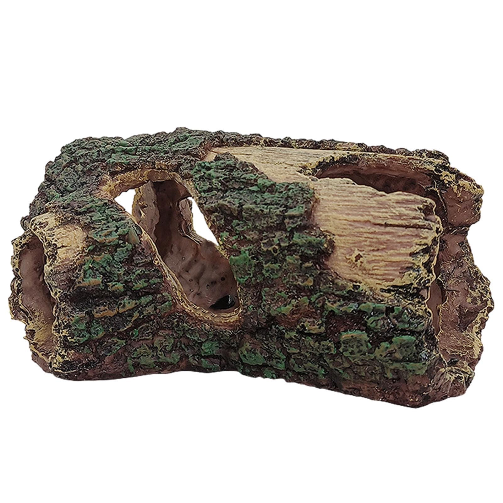 Xzbling Decoraciones de Acuario de Tronco de árbol Hueco,Decoración de Adorno de Resina de Acuario - Tronco de Rama de raíz de árbol Hueco de Resina para pecera, lagartos, bettas, cangrejos, Tortugas