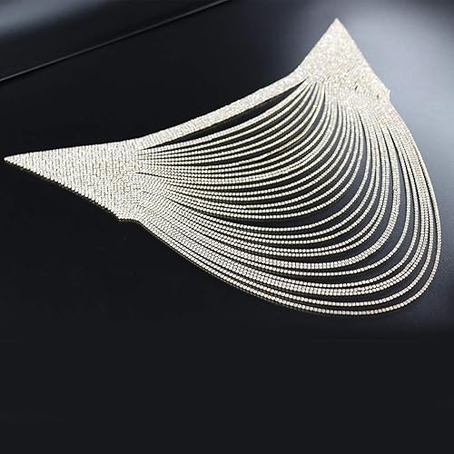 Miniatura 2 de Jerler Apliques de diamantes de imitación dorados, elegantes parches de diamantes de imitación de cristal para coser en vestido de novia, ideal para