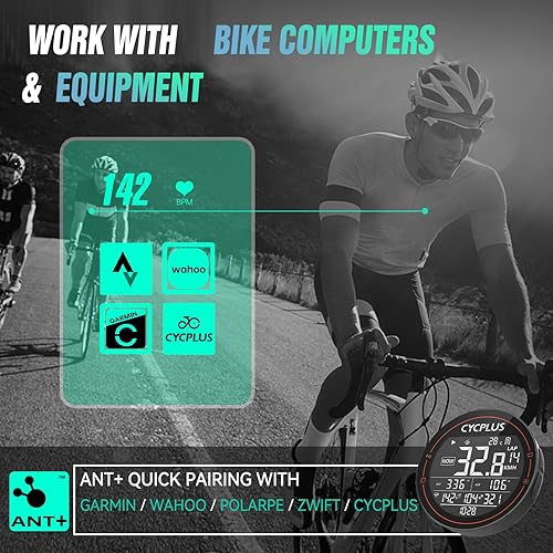 Miniatura 4 de CYCPLUS Brazalete con monitor de frecuencia cardíaca, Bluetooth 5.1 ANT+ HR Monitor con indicador LED HR Zone, IP67 impermeable, uso para correr,