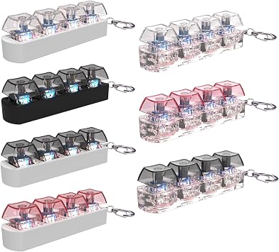 LED Light Keyboard Click Toy 4 Key Key Cap Tester Switch Test Stress Relief and Fun Sensory LED Light Keychain