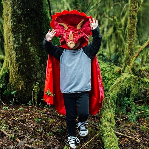 Miniatura 5 de Great Pretenders Triceratops - Capa con capucha, 56775, disfraz de dinosaurio para niños, disfraz de Triceratops para niños