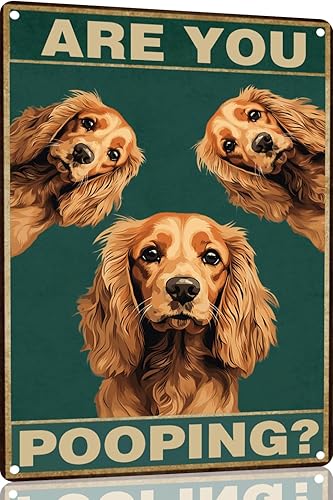 Vista 33 de Bichon Frise Dog - Cartel de 12 x 16 pulgadas con texto en inglés "Are You Pooping" para decoración de baño, póster de metal para perro amante