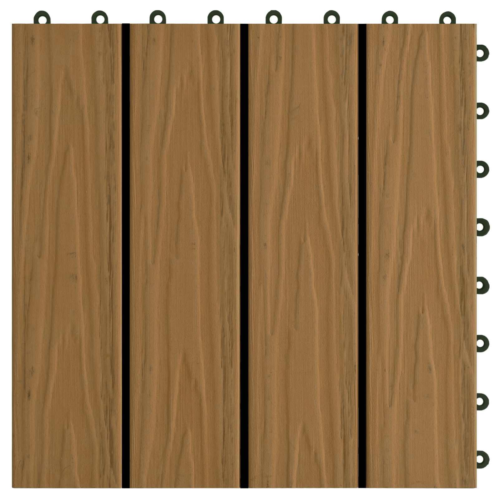vidaXL Terrassenfliese 3D-Design 11 Stk. Teak 30 x 30 cm WPC