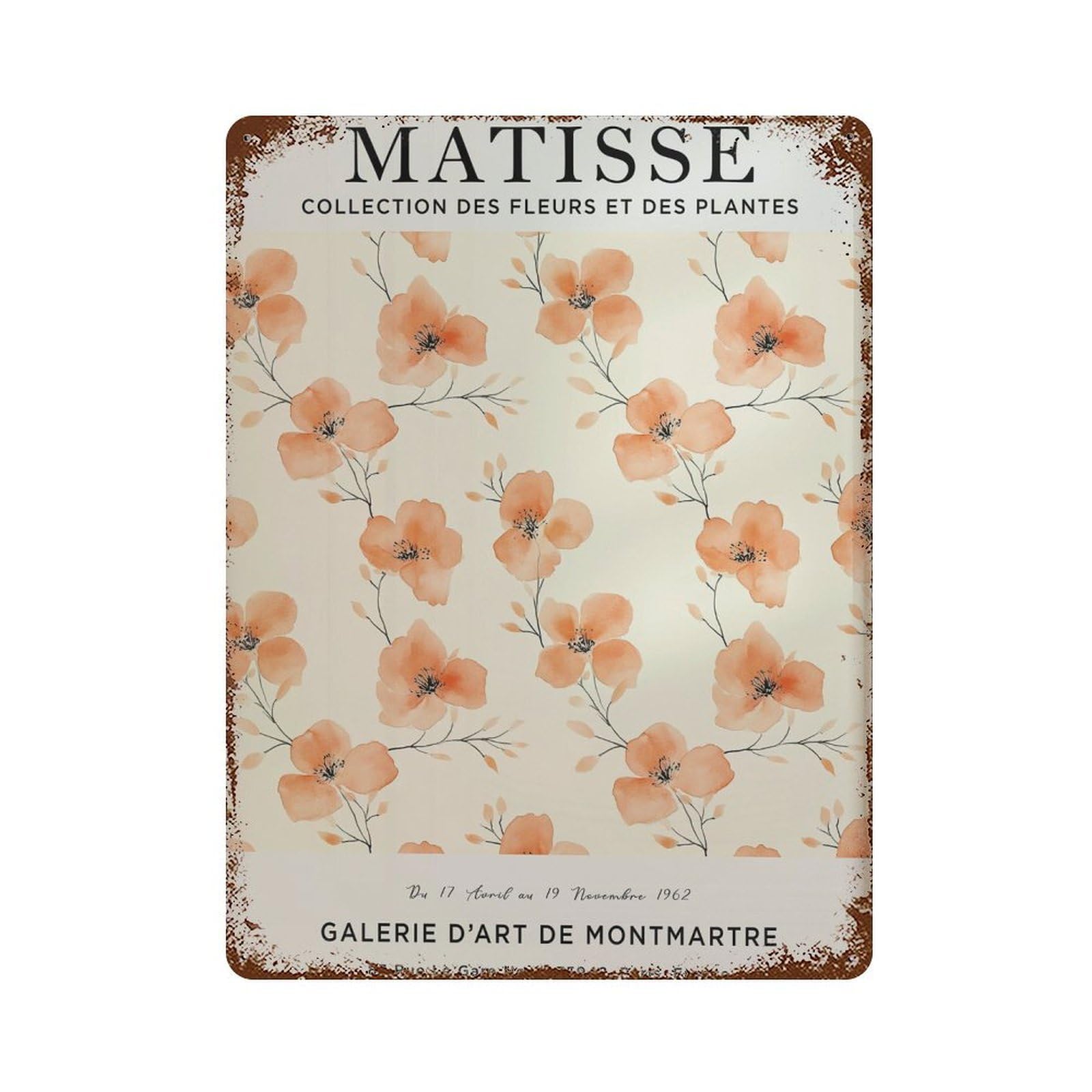 xiaoxiaoshen Henri Matisse Peach Flower. Flower Market Plant. Botanical Wall Decor Art Metal Tin Poster Modern Home Decor Art Home Bar Shop Decorations Vintage Sign 40x30cm