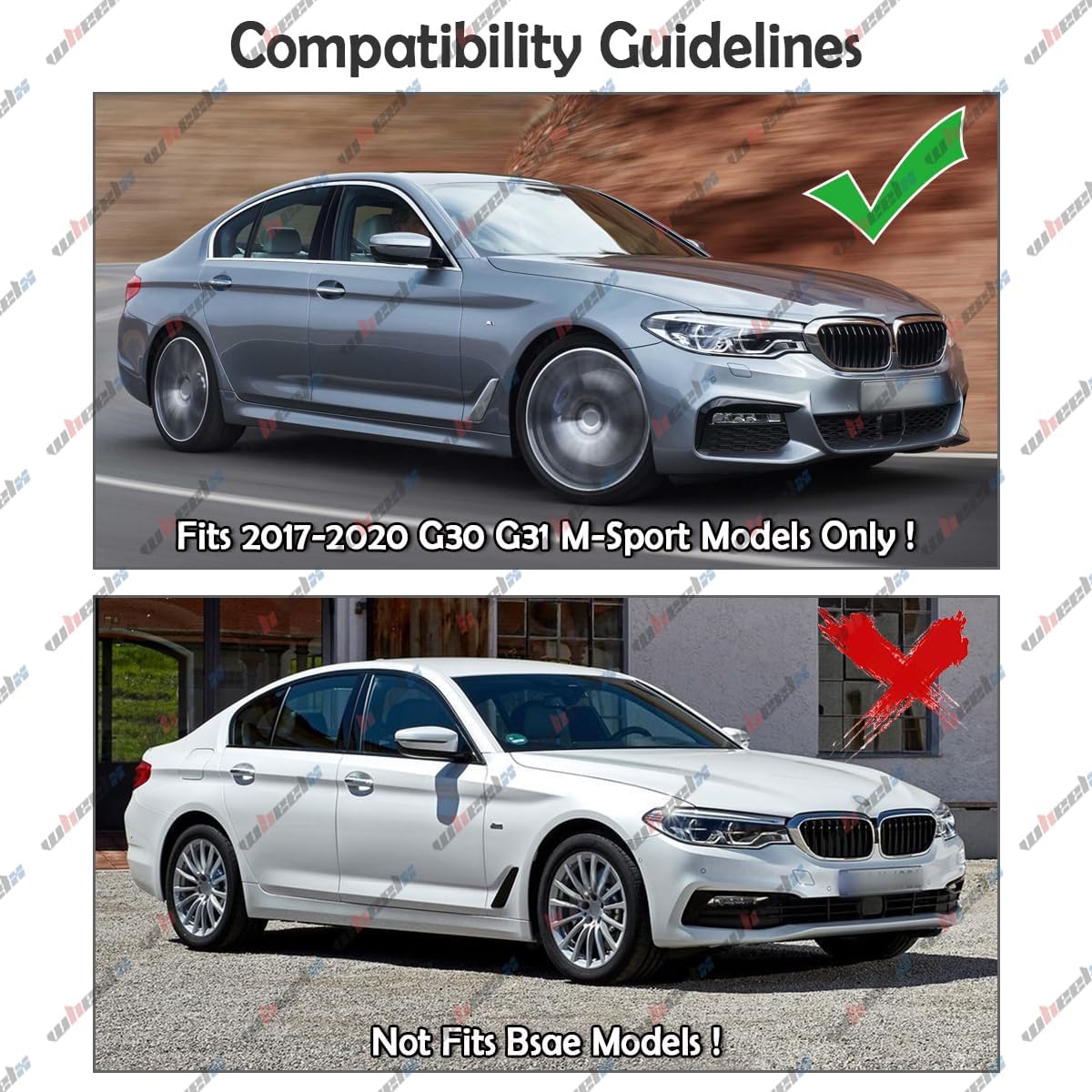 Front Lip Compatible with BMW G30 5 Series M Sport 2017-2019, Fits for 520i 530i 530e 535i 540i M550i, Bumper Air Dam Lower Chin Spoiler Splitter, Protection Body (Gloss Black)
