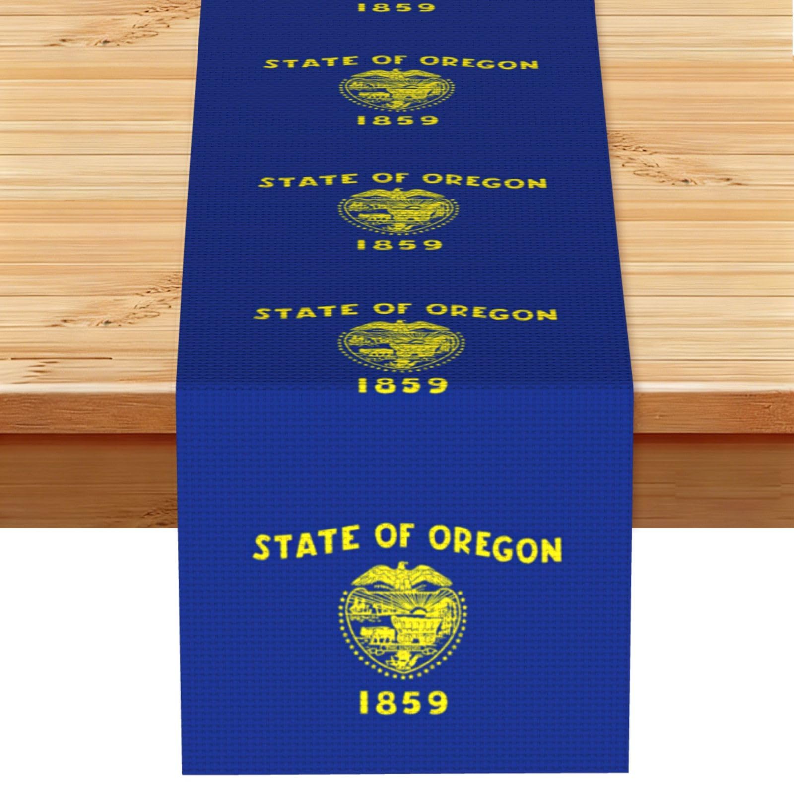 Oregon State Flag Printed Table Runner 13 x 72, Wrinkle Resistant Decor for Dining Table Coffee Table Fireplace