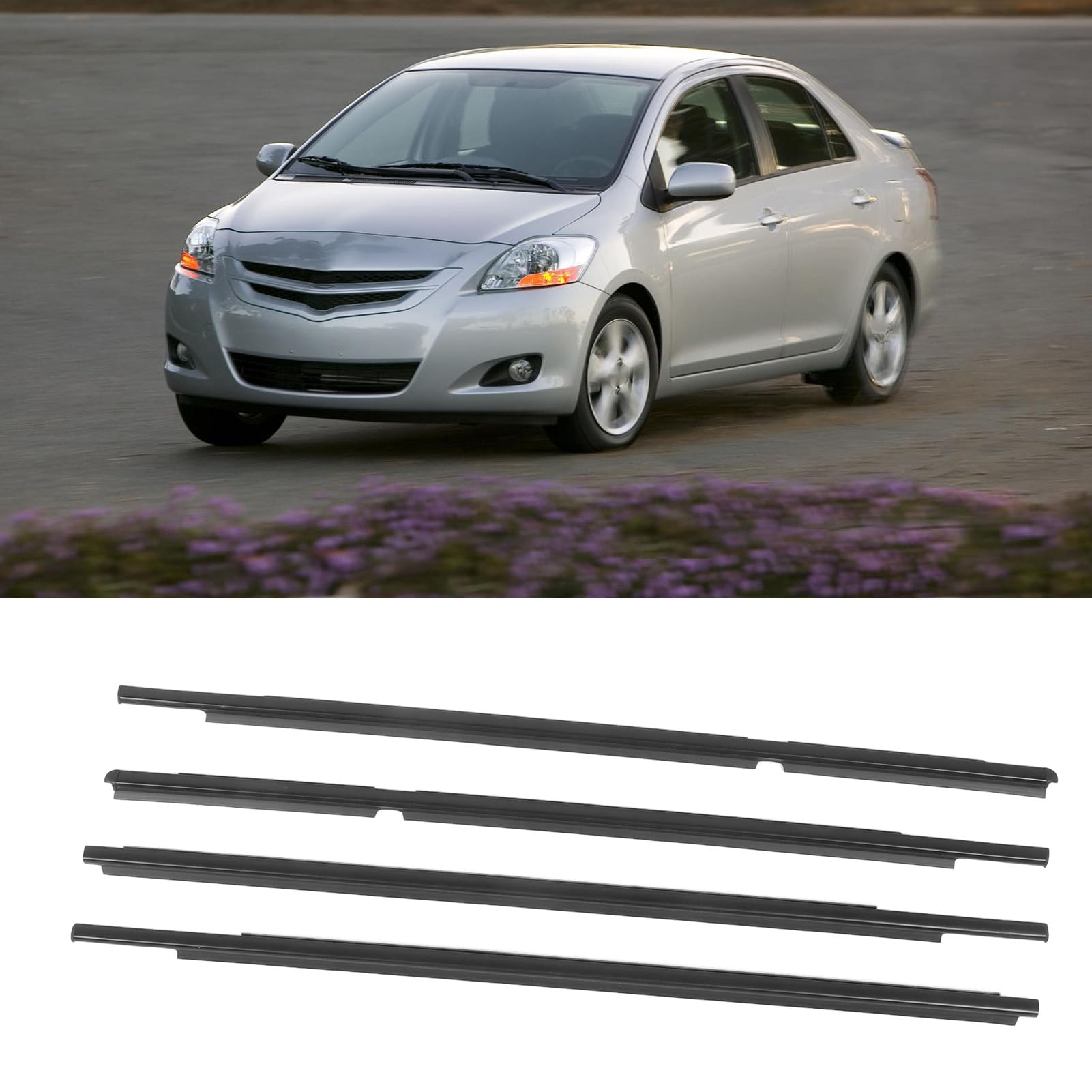 Tbest WEATHERSTRIP BET BET Zestaw Premium Wysyłka do Formowania Okienna Wymiana Sedan 2007–2016 4 szt. Materiał ABS